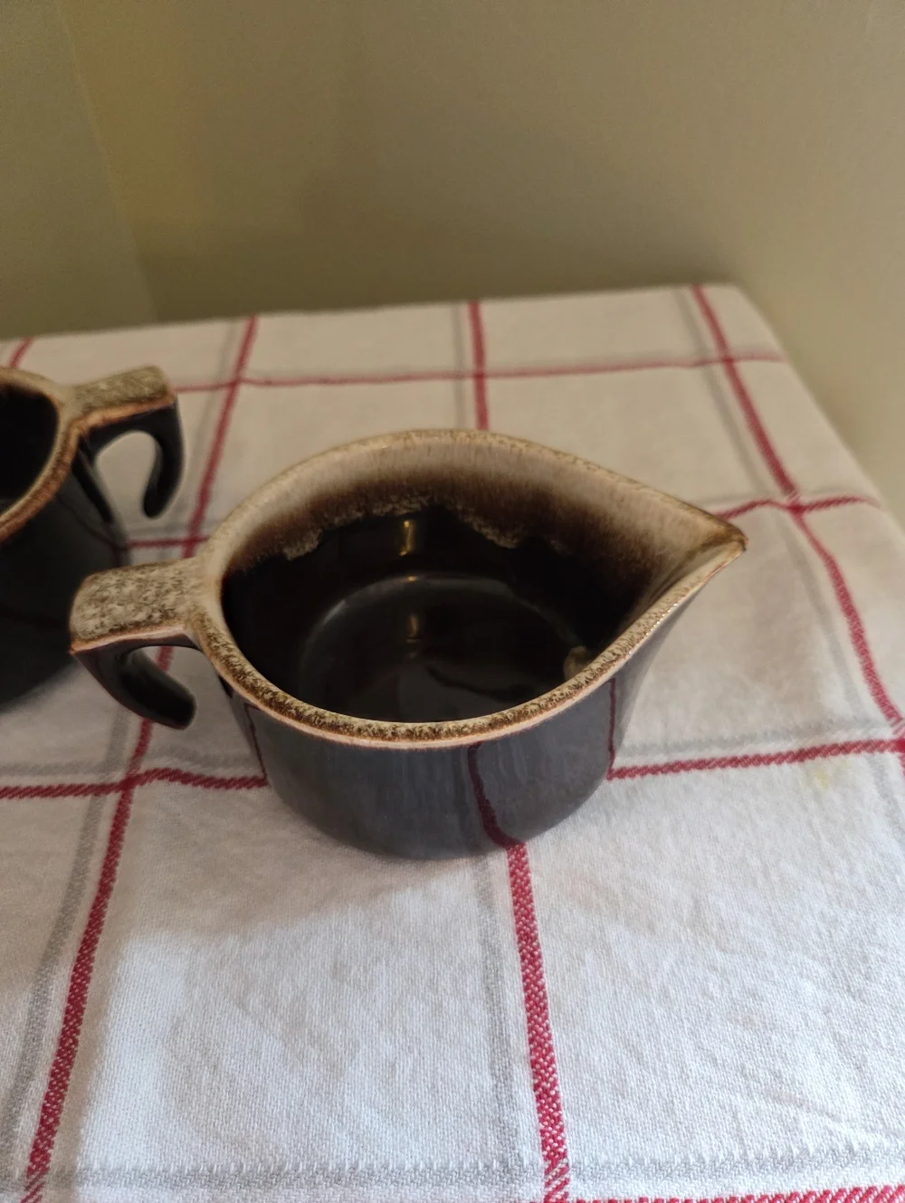 Vintage Pfaltzgraff Gourmet #24 Creamer & OPEN #22 Sugar Set Brown Drip Glaze